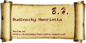 Budinszky Henrietta névjegykártya